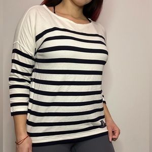 Striped Zipper Back Top